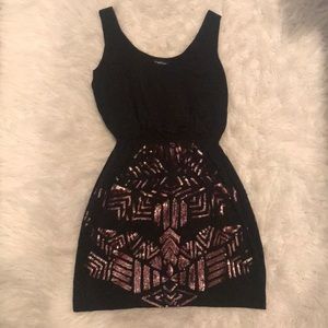 Black dress w copper accents